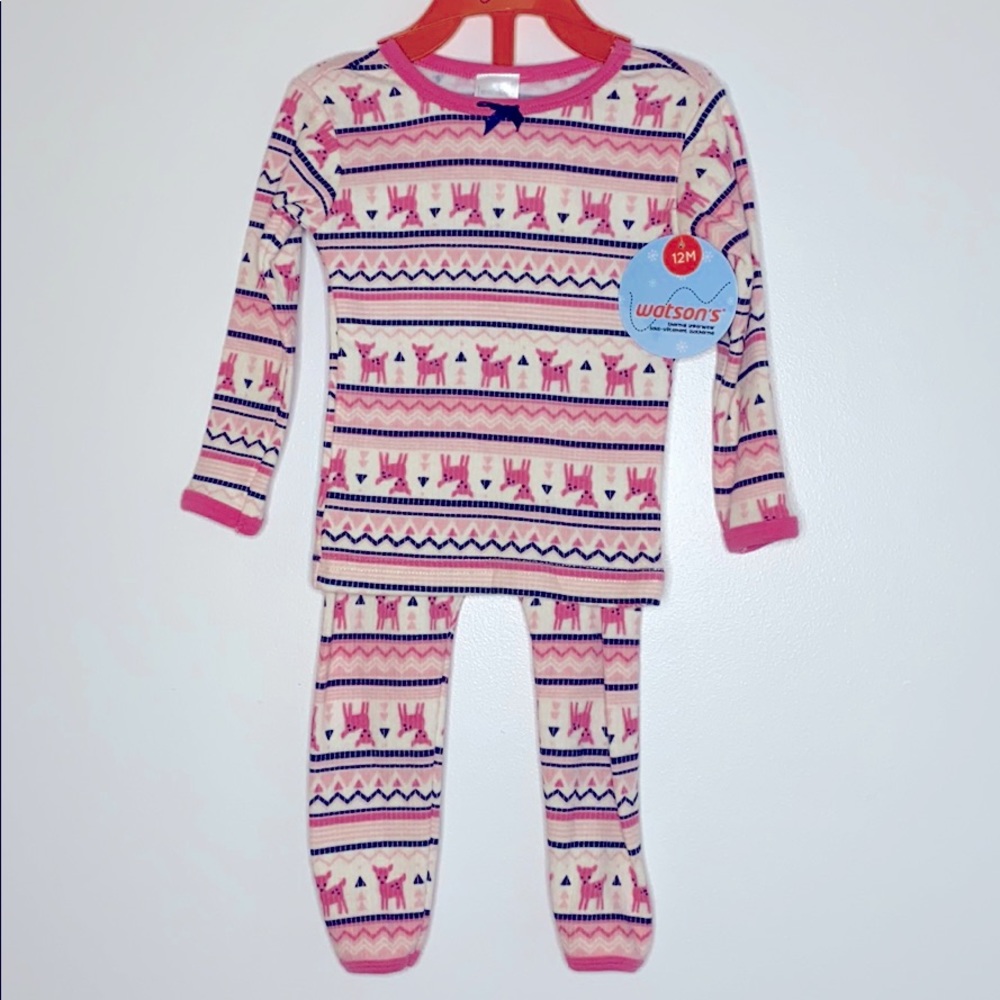 Watson’s Baby Thermal Underwear PJs Fawn Print 12M